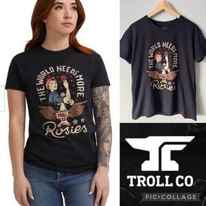 Troll Co. Dirty hands clean money, “Need More Rosie’s” Black Graphic Tee Large